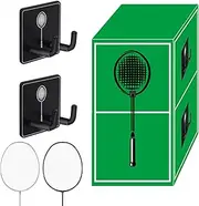 2 x Wall Mounted Racket Hangers, Wall Hangers, Stainless Steel Wall Mounting Bearings, Organiser Hanger Hooks, Rack Bat Hooks, Wall Mounted Stand Display for Home and Garage