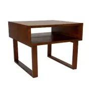 SK Designer Living | Olle Square Wood Bedside / Side Table | Walnut | 50cm