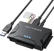 POSUGEAR USB 3.0 to IDE and SATA Adapter, External Hard Drive Reader Ultra Recovery Converter for Universal 2.5"/3.5" Inch HDD/SSD Hard Drive Disk, Hard Drive Adapter Included 12V/2A Power Adapter