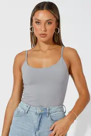 Grey Singlet Bodysuit - Size M, Women's Bodysuit