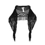 [Blumarine] Blumarine Lace-trimmed Fringe Scarf ONE SIZE BLACK