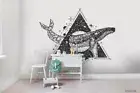 3D Triangle Whale Wallpaper Mural Removable Self-adhesive 201