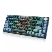Wireless Mechanical Keyboard with Volume Knob,75% Percent Gaming Gray-Black