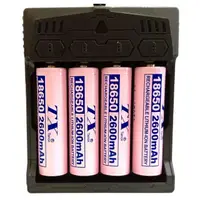 在飛比找momo購物網優惠-【TX 特林】18650鋰充電池2600mAh-4入+四槽U