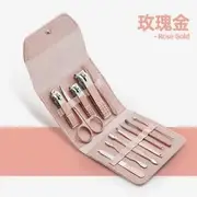 School Time - Set of 12: Stainless Steel Manicure Kit Set Of 12 - Metal Nail File - Pink - One Size