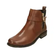 Rieker Brown Leather Chelsea Ankle Boots Z4959-22 Flat Warm Buckle Zip Womens