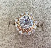 Remi Eterno Yellow Gold Over Sterling Silver Large Clear Bella Luce Ring 5+