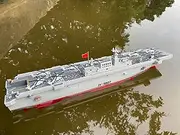 Remote Controlled Amphibious Landing Ship Model Ship Model Warship RC Model can be launched with Dual Propeller Drive 2.4G Remote Control