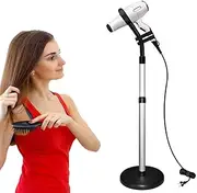 Hair Dryer Holder Stand Hand Free, 360 Degree Rotating Lazy Hair Dryer Stand with Heavy Base, Hands-Free Blow Dryer Holder Countertop, Adjustable Height Hair Dryer Holder