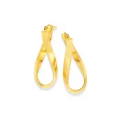 9ct Gold Oval Wave Hoop Earrings