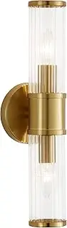Epinl Vintage Wall Sconces Lighting, 2-Lights Wall Sconce Rustic Wall Light Fixture Indoor Gold Wall Lamp with Glass Lampshade and E14 Bulb Socket , Wall-Mounted Lamps for Bathroom Bedside Porch.