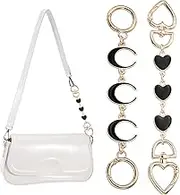 uxcell Bag Extender Chain, 2 Pcs Purse Strap Extenders Heart Moon Shape Chain Purse Making Supplies for Replacement Handbag Shoulder Bag Wallet Decoration, Black