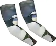[FHEDVBN] Gardenia Flowers Birds Arm Sleeves Compression Arm Covers for Men Women Outdoor Sun Sleeves Cooling Sports Sleeve, Black