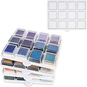 [Sanfurney] Ink Pad Cube Caddy Mini Size Stamp Pad Storage Tray Ink Pad Organizer Holder, 1 Tray Holds 12 Inkpad, Set of 5 Trays Holds 60