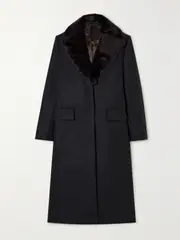 [TOTEME] TOTEME - + Net Sustain Shearling-trimmed Recycled Wool-blend Coat - Charcoal - DK38 DK 38 Gray