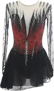 [Zagitova] Girls Ice Figure Skating Dress Gradient Women Back Zipper Competition Dance Outfit with Shiny Rhinestone
