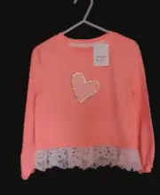 NWT Girls Size 4 CROWN & IVY KIDS PEACH, BE KIND WITH HEART TOP/SHIRT