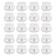 0.8x0.9" Cord Locks, 30 Pack Double Hole Spring End Toggle Stopper, White