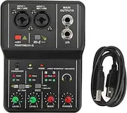 2 ChannelsMixer, 48V Phantom Power Compact Sound Mixing Console with High Accuracy 16 BIT 48KHZ, Portable USB Mini Sound Board for Music Recording Home Internet Karaoke