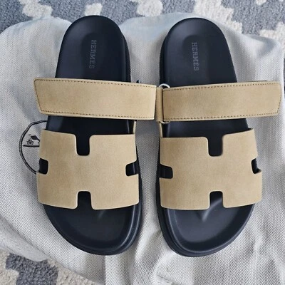 Authentic Pristine Hermes Chypre Sandal Size:39 Color: Beige Albatre