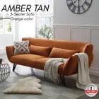 Priceworth 3 Seater Sofa Orange High-Density Foam Polyester Upholstery