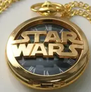 STAR WARS GOLD Fob Watch Sci Fi Films Series Movies TV Pocket Darth Vader Retro
