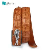 在飛比找momo購物網優惠-【Sarlisi】真皮泰國鱷魚皮皮帶男士腰帶編織