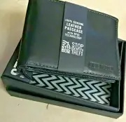 STEVE MADDEN MENS BLACK PASSCASE WALLET LEATHER RFID NIB