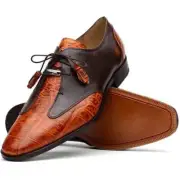 Marco Di Milano ''Anzio'' Genuine Alligator and Calfskin Dress Shoes, Brandy