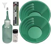 Sluice Monkey (2 Pack 12" Green Gold pan panning kit 3oz Sniffer, & More