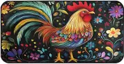 Quteprint Non-Slip Super Absorbent Floor Door Mat, Rooster Floral Flower Art Runner Rug for Entryway, Hallway, Kitchen - Indoor/Outdoor Doormat, Easy Clean Home Decor, 39x20 Inch