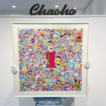 免運速發開發票村上隆哆啦A夢版畫機器貓任意門潮流畫時光機裝飾畫村上