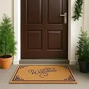 LuxUrux Coco Coir Welcome Mat - Heavy-Duty Backing, 17'' x 30'' Natural Door Mat - Easy to Clean, Beautiful Color for Outdoor and Indoor Use - Home Decor