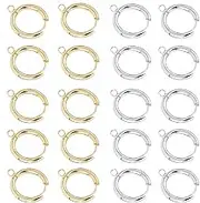20 Pcs 2 Colors 14mm Diameter Hoop Earring with Loop Gold Plated Round Earring Hooks Small Golden Stainless Steel Leverback Earring Findings for DIY Dangle Earring Making