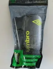Umbro Duotone Shinguards - Black/White/Florescent Green Youth 4ft 2in-5ft.