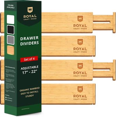 Drawer Divider and Organizer for Kitchen Organization - Adjustable Bamboo Drawer