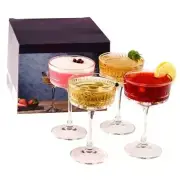 Vintage Coupe Glasses Set of 4, Champagne, Cocktail, Martini, Wine Glasses,