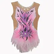 [JoyCan] Purple rhythmic gymnastics suit Skin-tight garment with diamonds Diamond Gymnastics Dress Girls'Purple Dance Dress