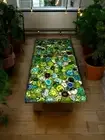 Rectangle Green Agate Stone Restaurant Cafeteria Countertop Modern Dining Table