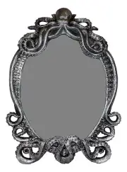 25"H Large Vintage Silver Marine Sea Monster Kraken Cthulhu Octopus Wall Mirror
