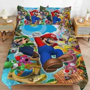 a1219 Super Mario Duvet Cover Set, 3 Piece Bedding Set 86x70" Double Sided Printing Decorative Comforter Cover Set (1 Duvet Cover + 2 Pillow Shams)" j