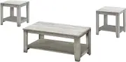 Monarch Specialties I 7880P Table Set, 3pcs Set, Coffee, End, Side, Accent, Living Room, Laminate, Grey, Transitional