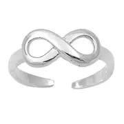 Infinity Toe Ring 925 Sterling Silver 6mm Band Adjustable