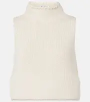 [Alaia] Alaïa Cropped cotton-blend top AU 16 white