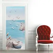 Door Stickers Oil Painting Landscape Door Stickers Autumn Leaves Wallpaper Abstract Art 3D Self-Adhesive Mural Sticker Bedroom Decor Poster(T,90x200cm)