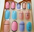 Kiss the Collection Pastels Pink Blue Multi Glue On Nails Medium Hard to Find