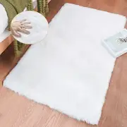 White Faux Bunny Fluffy Fur Rug Washable Area Rugs for Living Room Nursery Ru...