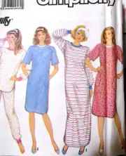 Simplicity Womens Misses Sewing Pattern Pajama size M 14 16 JIFFY nightshirt