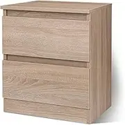 ALFORDSON Bedside Table Wooden Nightstand Timeless Sofa Side Storage Cabinet 2-Drawer Oak Side End Table Living Room and Bedroom Storage Furniture (Meg Oak)