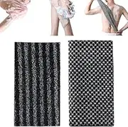 2Pack Sima Exfoliating Towel,Long Back Towel Exfoliating Bath Towel,Japanese Exfoliating Towel,Body Wash Towel Strong Shower Bath Japanese Back Scrubber Great Lathers Exfoliating Cleansing (Black)